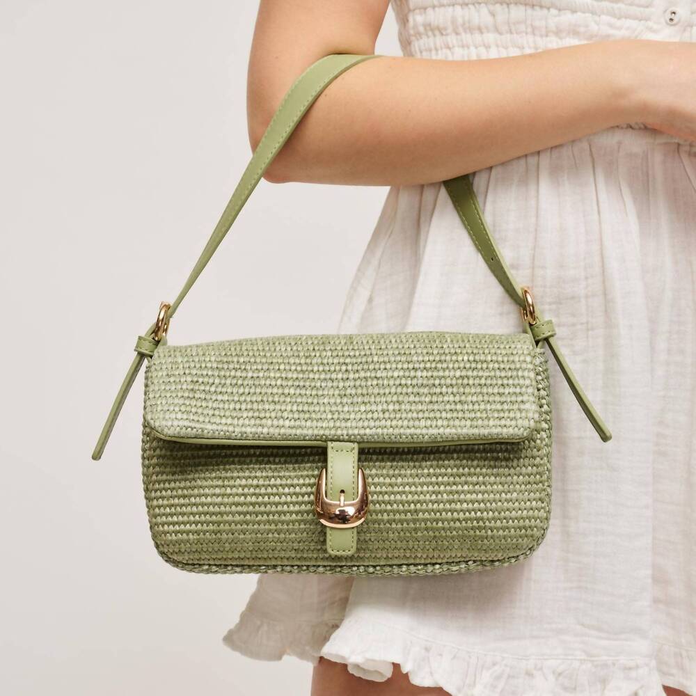 NEW URBAN EXPRESSIONS women's gloria straw crossbody bag in sage